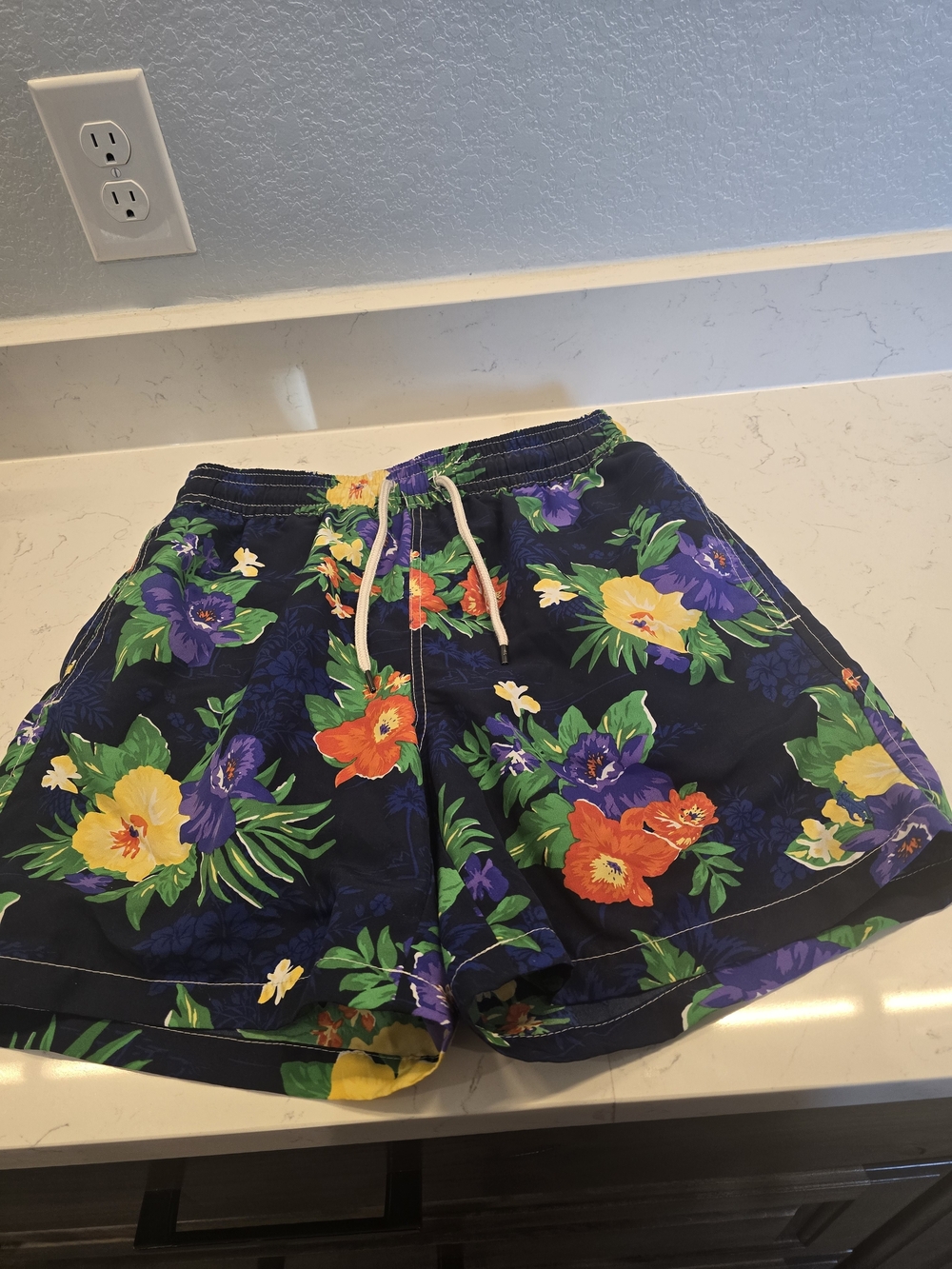Polo by Ralph Lauren Navy Floral Hybrid Shorts with Multicolor Blooms